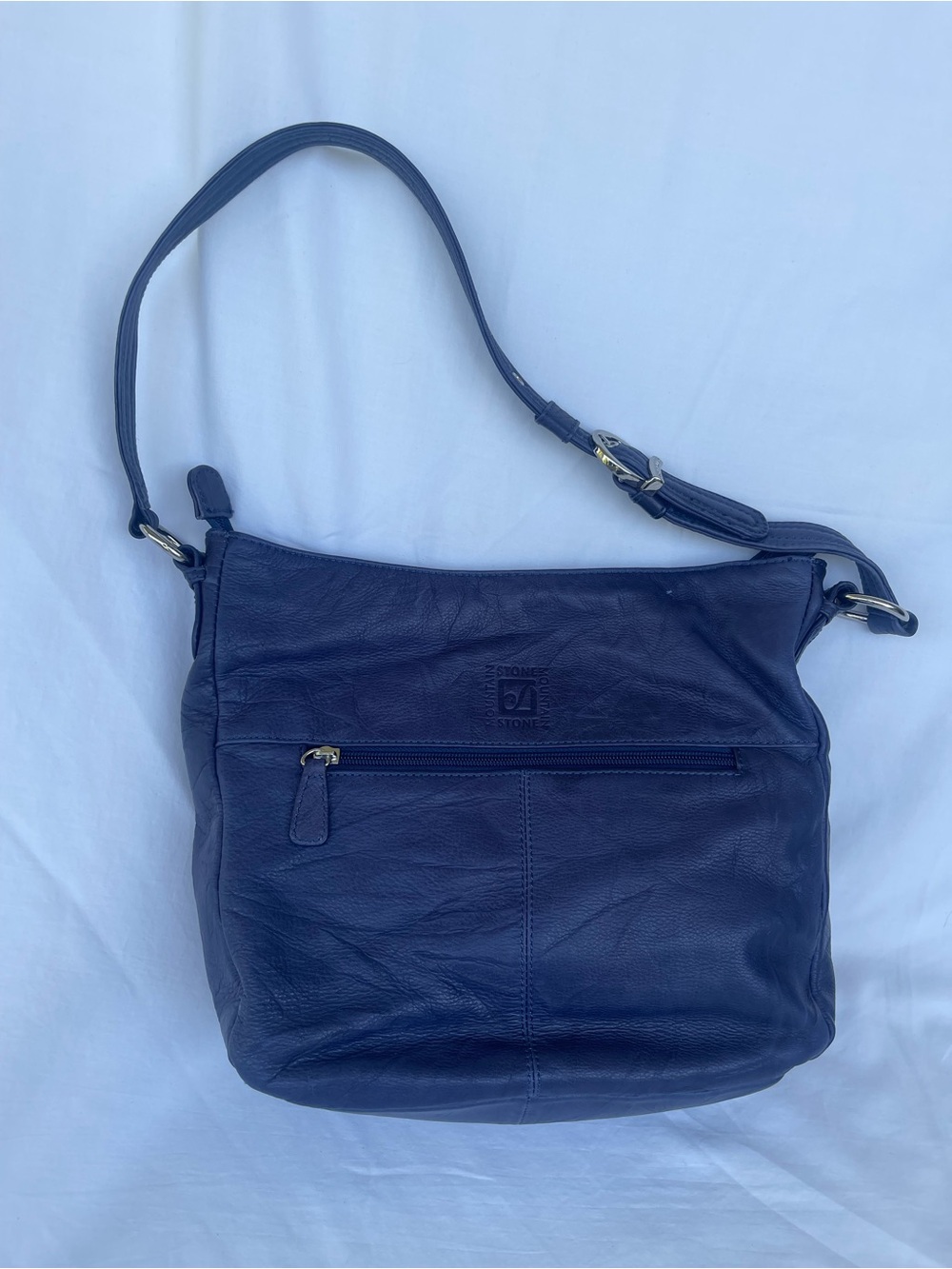 Stone Mountain Navy Leather Shoulder Hobo